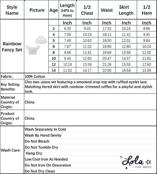 Lola + The Boys Sets Rainbow Fancy Set