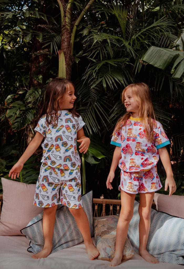 Lola + The Boys Sets Rainbow Ice Cream Short Set