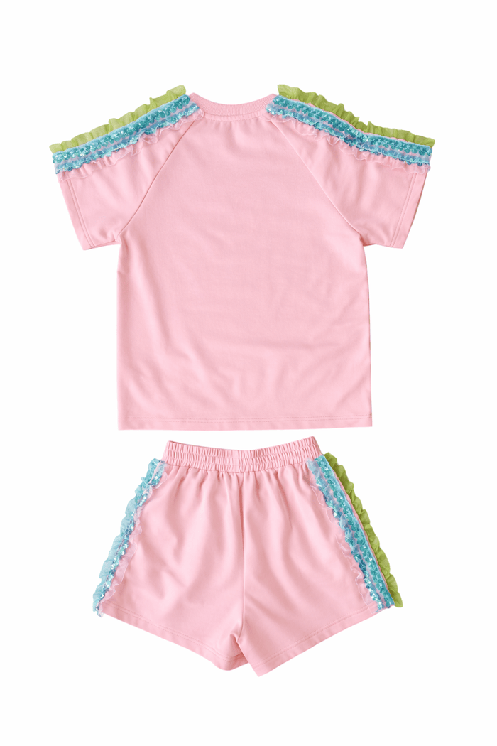 Lola + The Boys Sets Rainbow Ruffle Stripe Short Set
