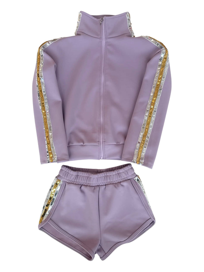 Lola + The Boys Sets Rainbow Stripe Soft Scuba Short Set