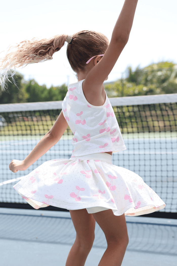 Lola + The Boys Sets Shimmer Cherry Athletic Set