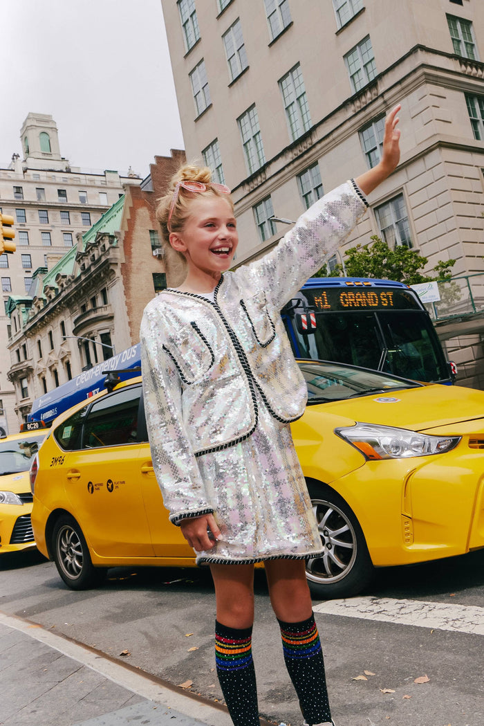 Lola + The Boys Sets Shimmer Sequin Houndstooth Set