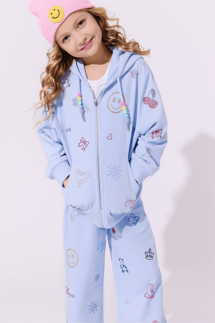 Lola + The Boys Sets Sky Crystal Doodle Joggers Set