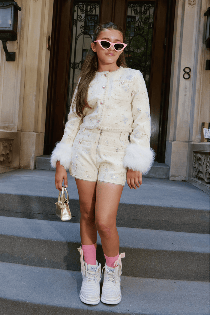 Lola + The Boys Sets Sweet Butterfly Tweed Short Set