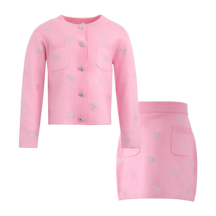 Lola + The Boys Sets Twinkle Bow Knit Set