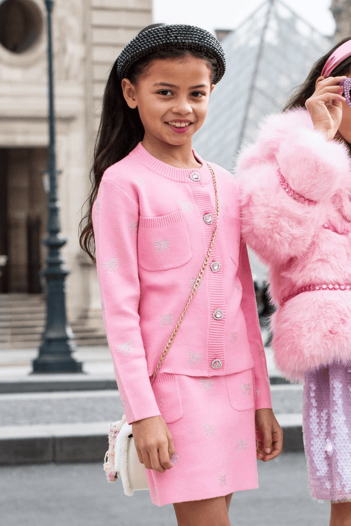 Lola + The Boys Sets Twinkle Bow Knit Set