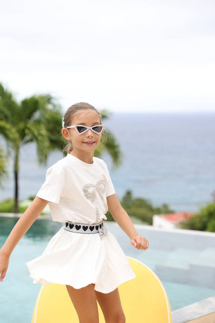 lola-new-arrival Sets White Crystal Bow Short Set