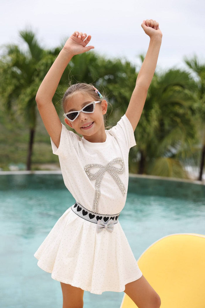 lola-new-arrival Sets White Crystal Bow Short Set