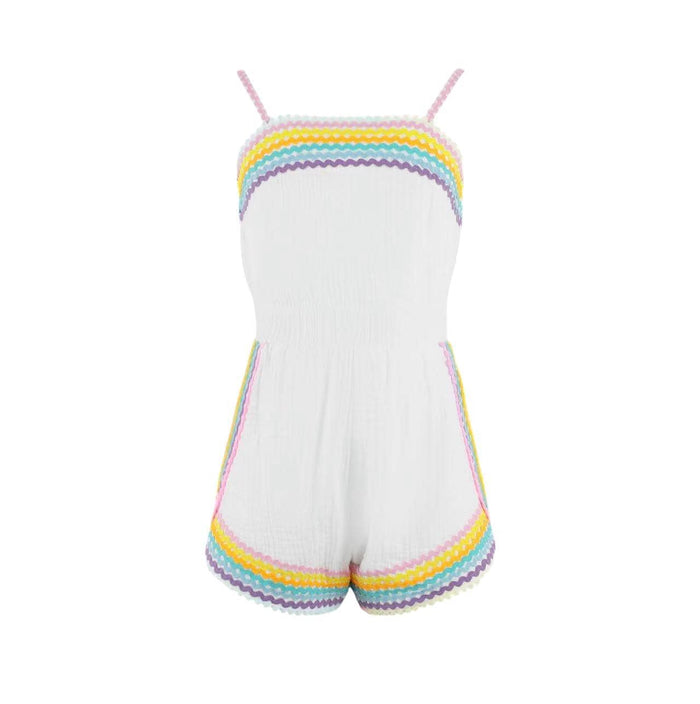 Lola + The Boys Sets White Rainbow Summer Romper