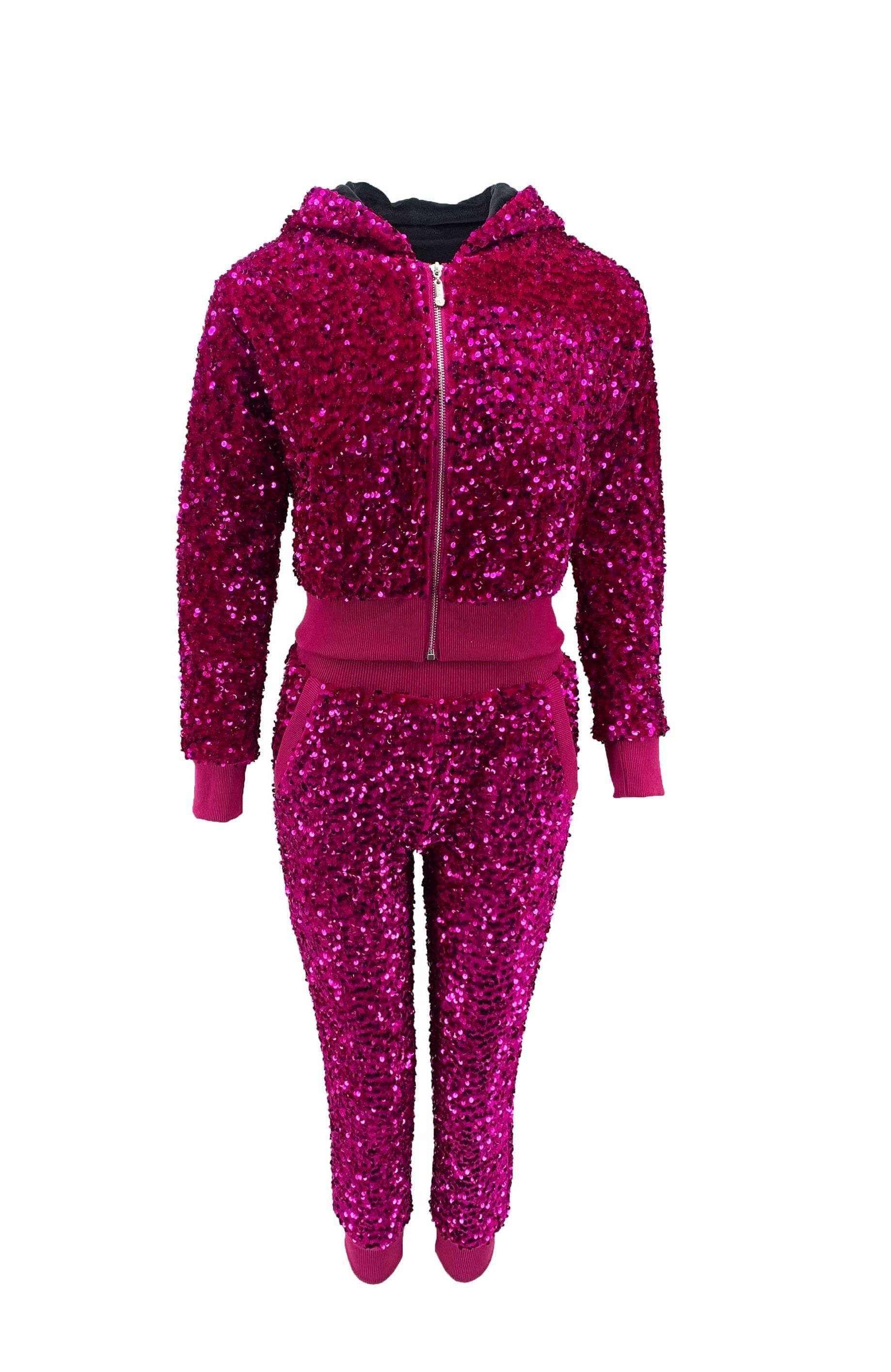 Mystical Moves Sequin Top and Skirt Set - Fuchsia Pink - H&O