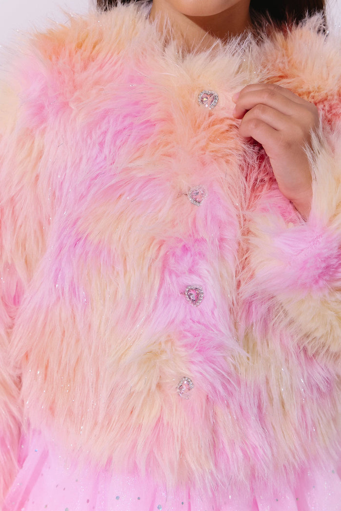 Lola + The Boys Sherbet Shimmer Faux Fur Coat