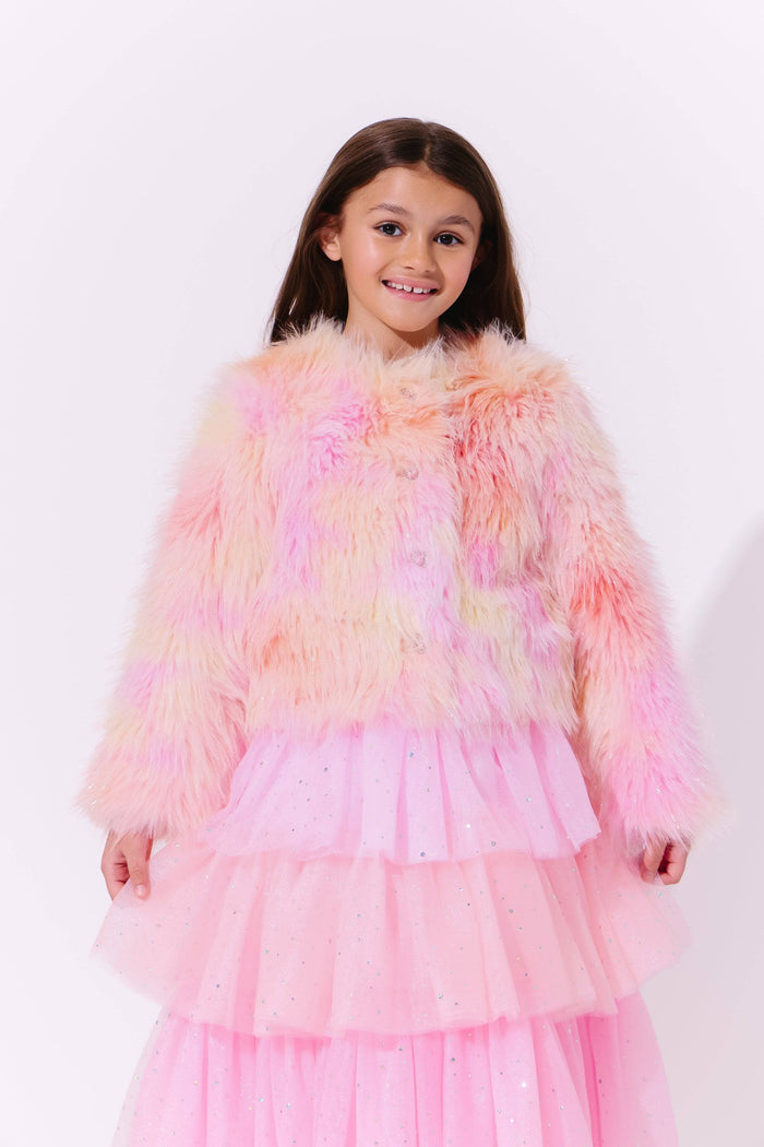 Lola + The Boys Sherbet Shimmer Faux Fur Coat