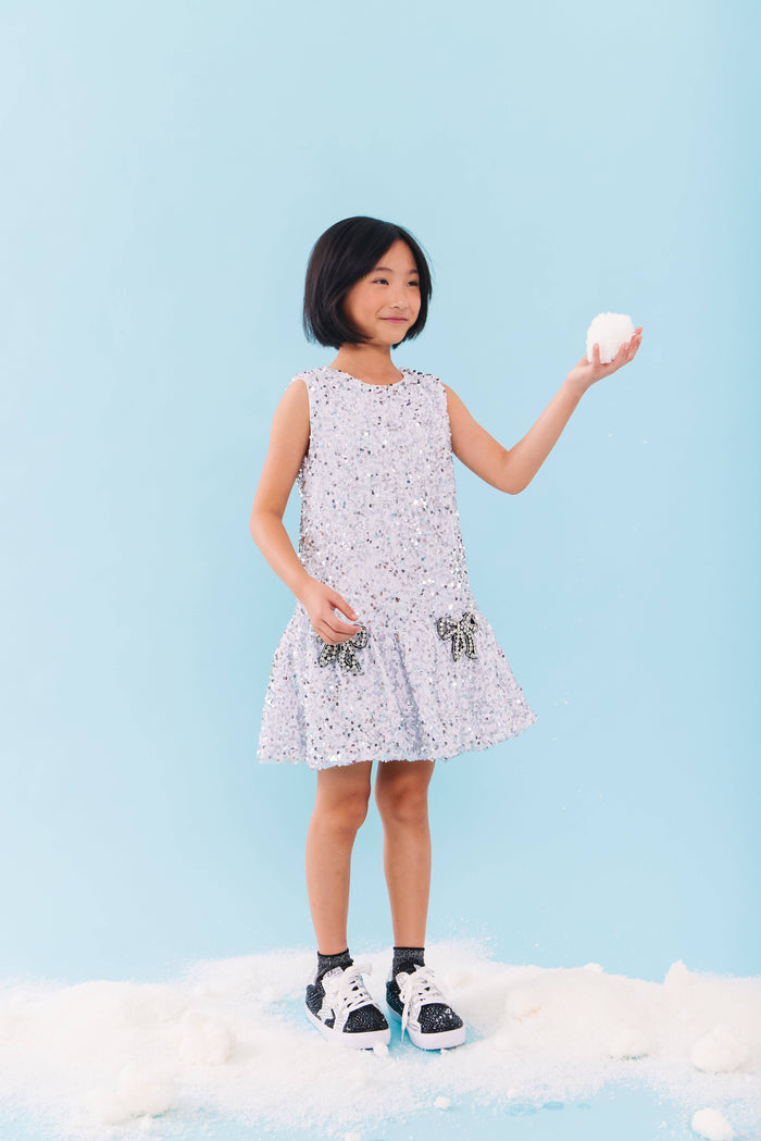 Lola + The Boys Shimmer Bow Party Dress