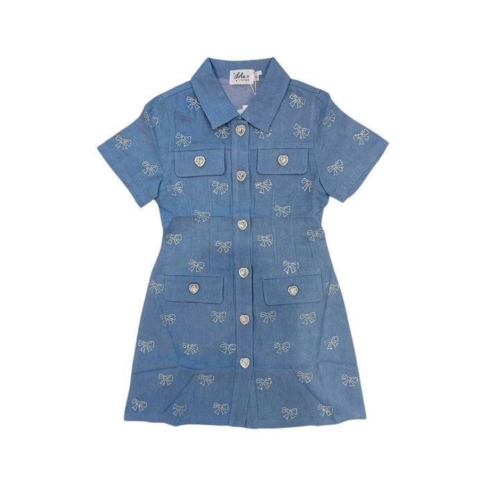 Lola + The Boys Shimmer Bows Denim Dress