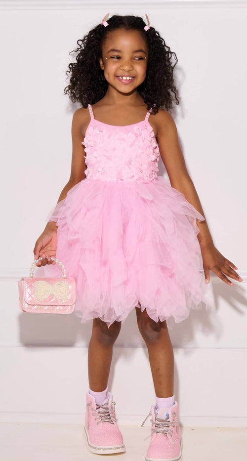 Lola + The Boys Shimmer Pearl Bow Purse Pink