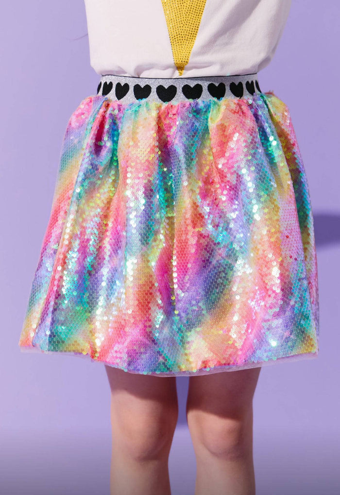 lola-new-arrival Shimmer Rainbow Sequin Skirt