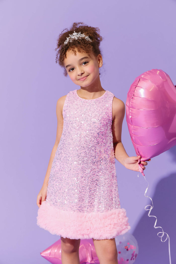 Lola + The Boys Shimmering Pink Sequin Dress