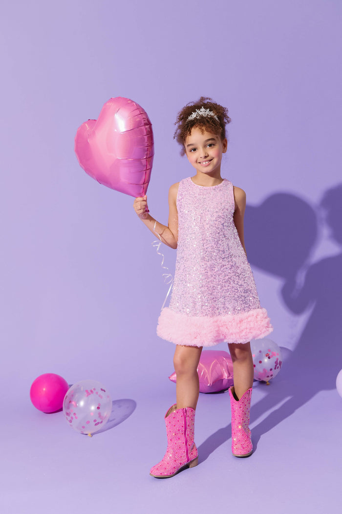 Lola + The Boys Shimmering Pink Sequin Dress