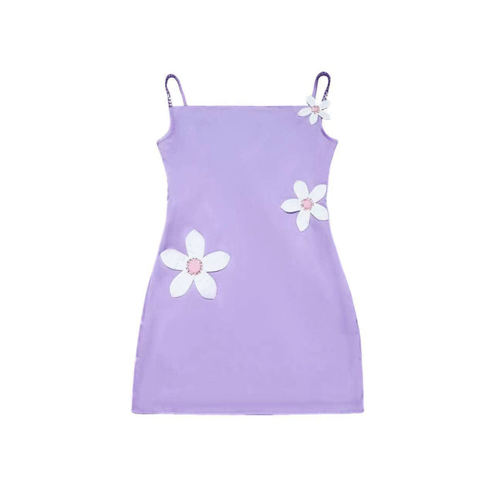 Lola + The Boys Silky Lavender Daisy Mini Dress - Teen/Women