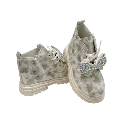 Lola + The Boys 30 Silver Patent Crystal Bow Boots