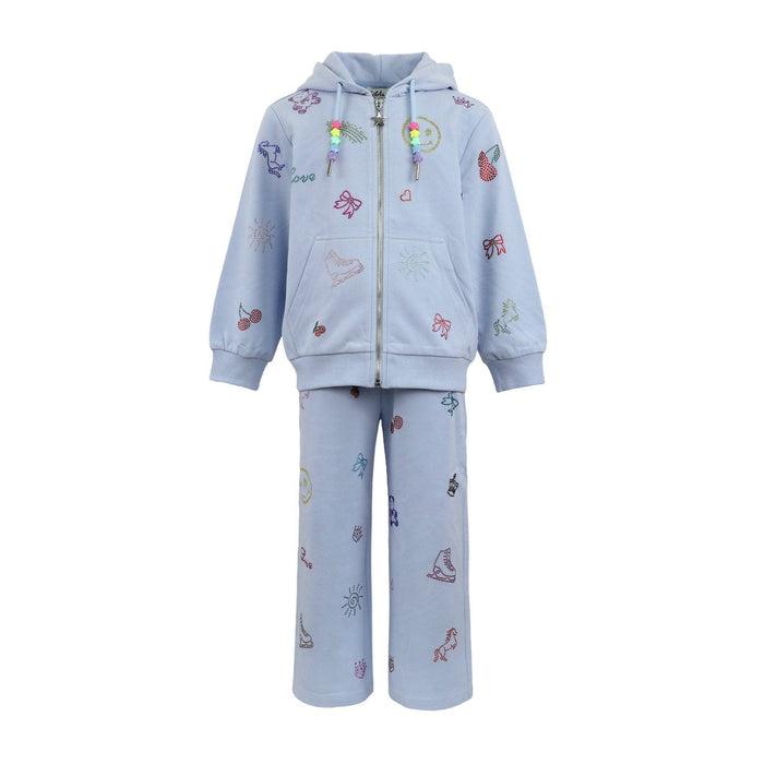 Lola + The Boys Sky Crystal Doodle Joggers Set