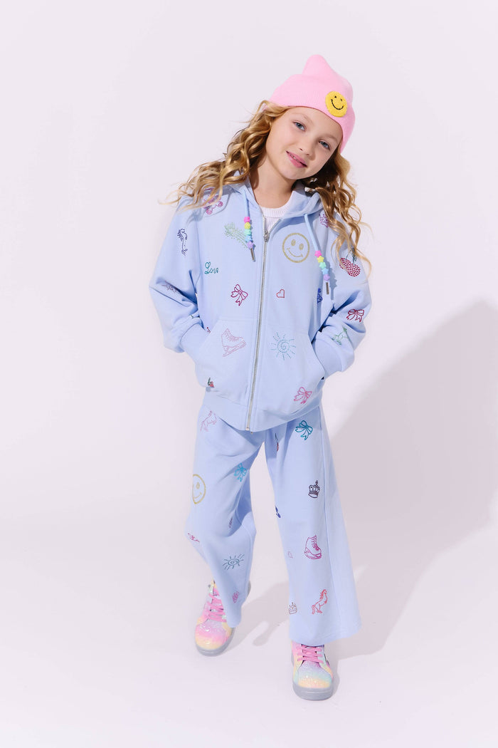 Lola + The Boys Sky Crystal Doodle Joggers Set