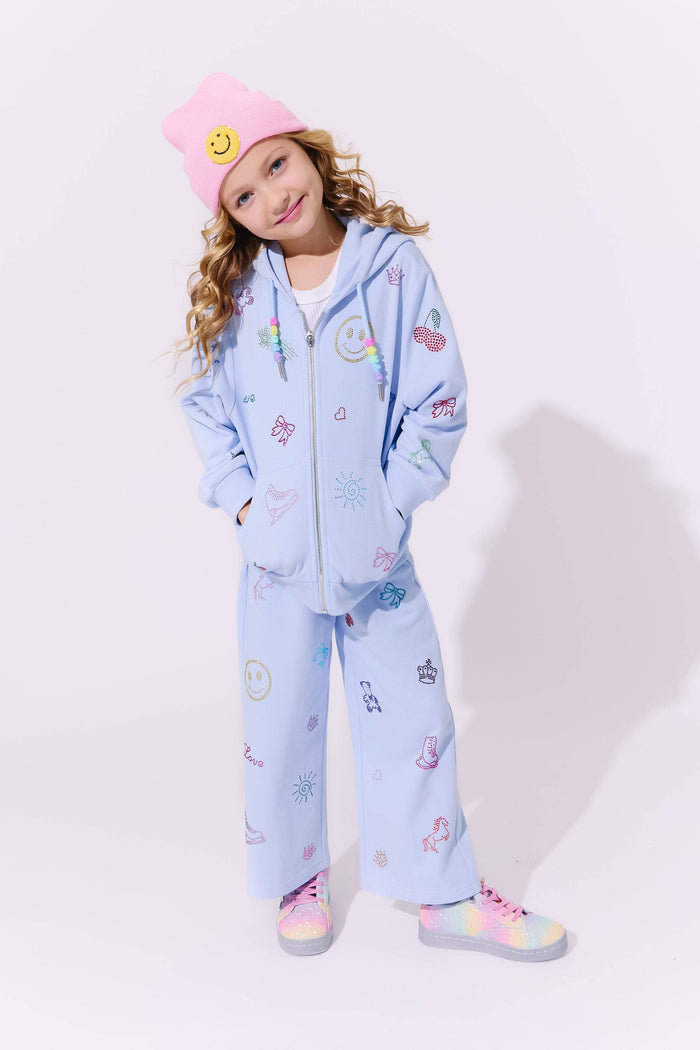 Lola + The Boys Sky Crystal Doodle Joggers Set