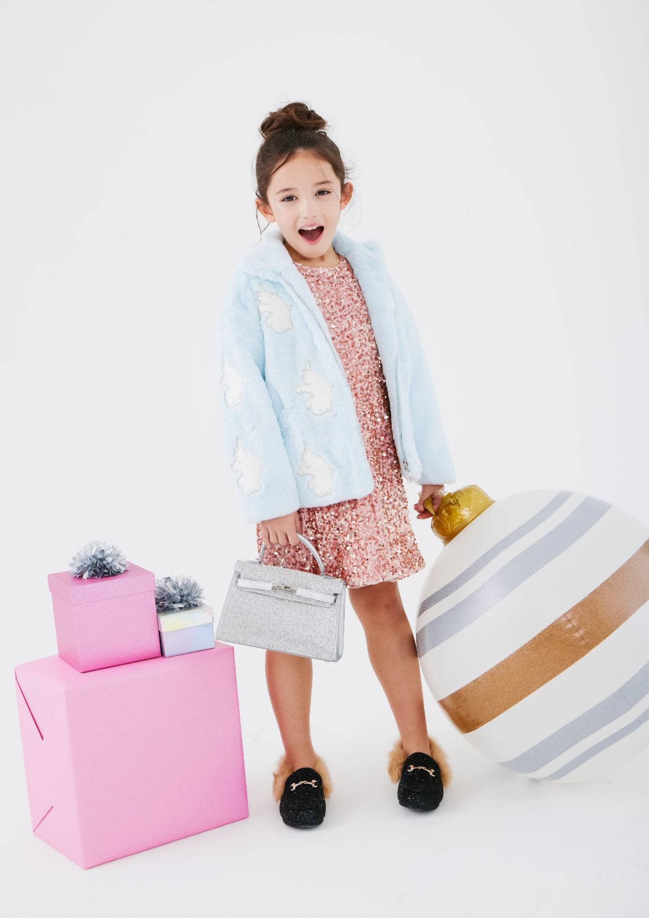 Lola + The Boys Sky Unicorn Faux Fur Coat
