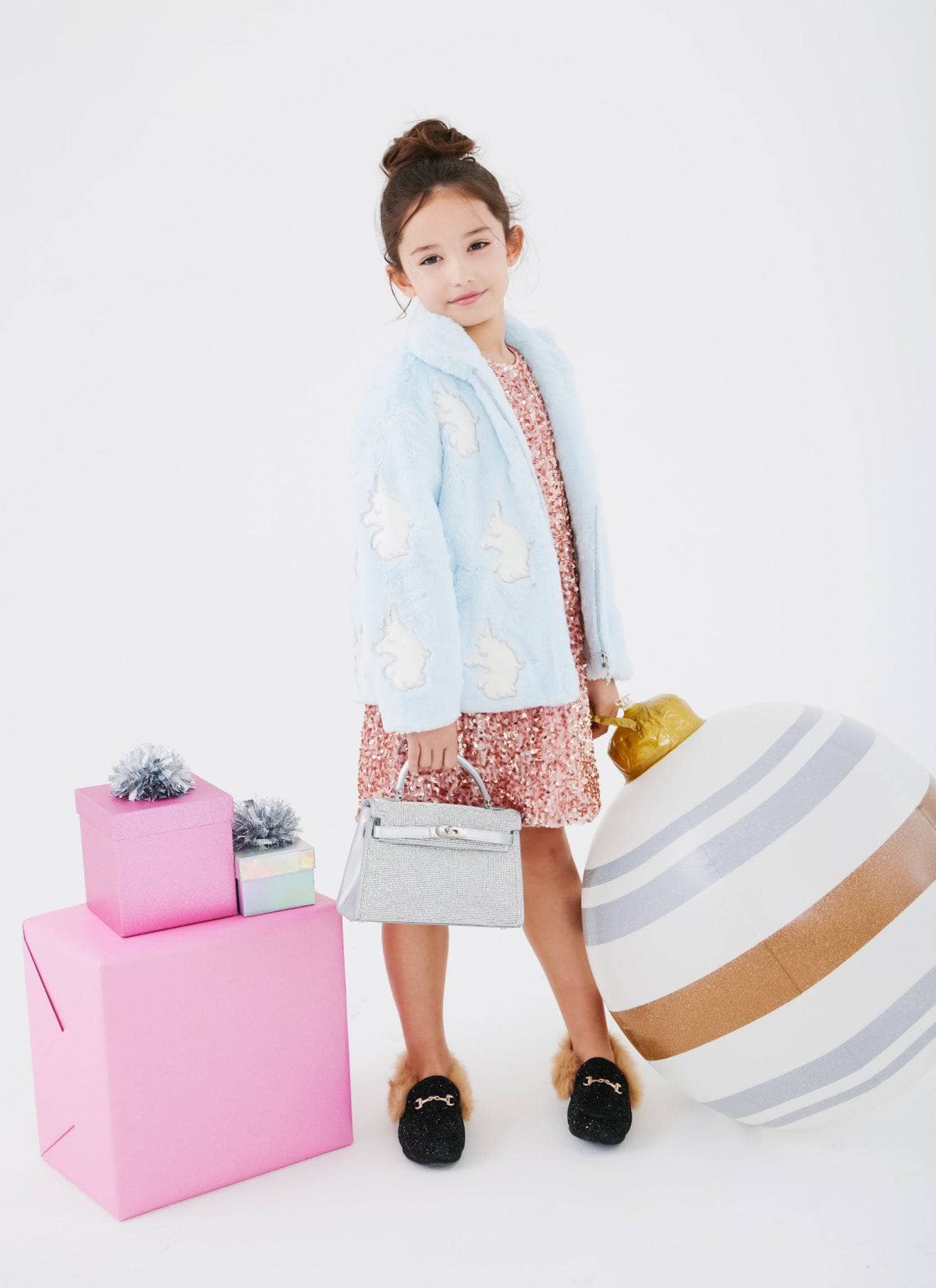 Lola + The Boys Sky Unicorn Faux Fur Coat
