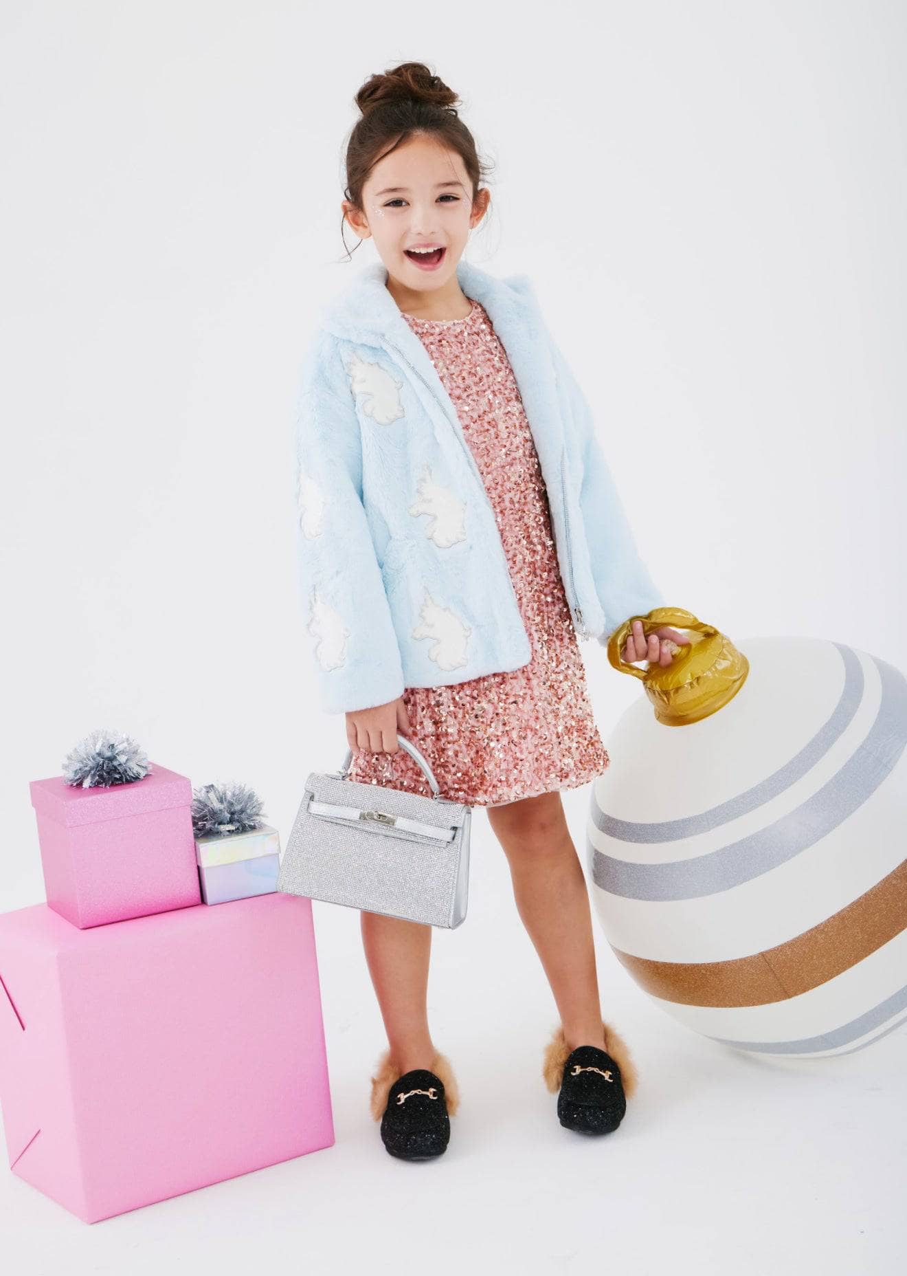 Lola + The Boys Sky Unicorn Faux Fur Coat