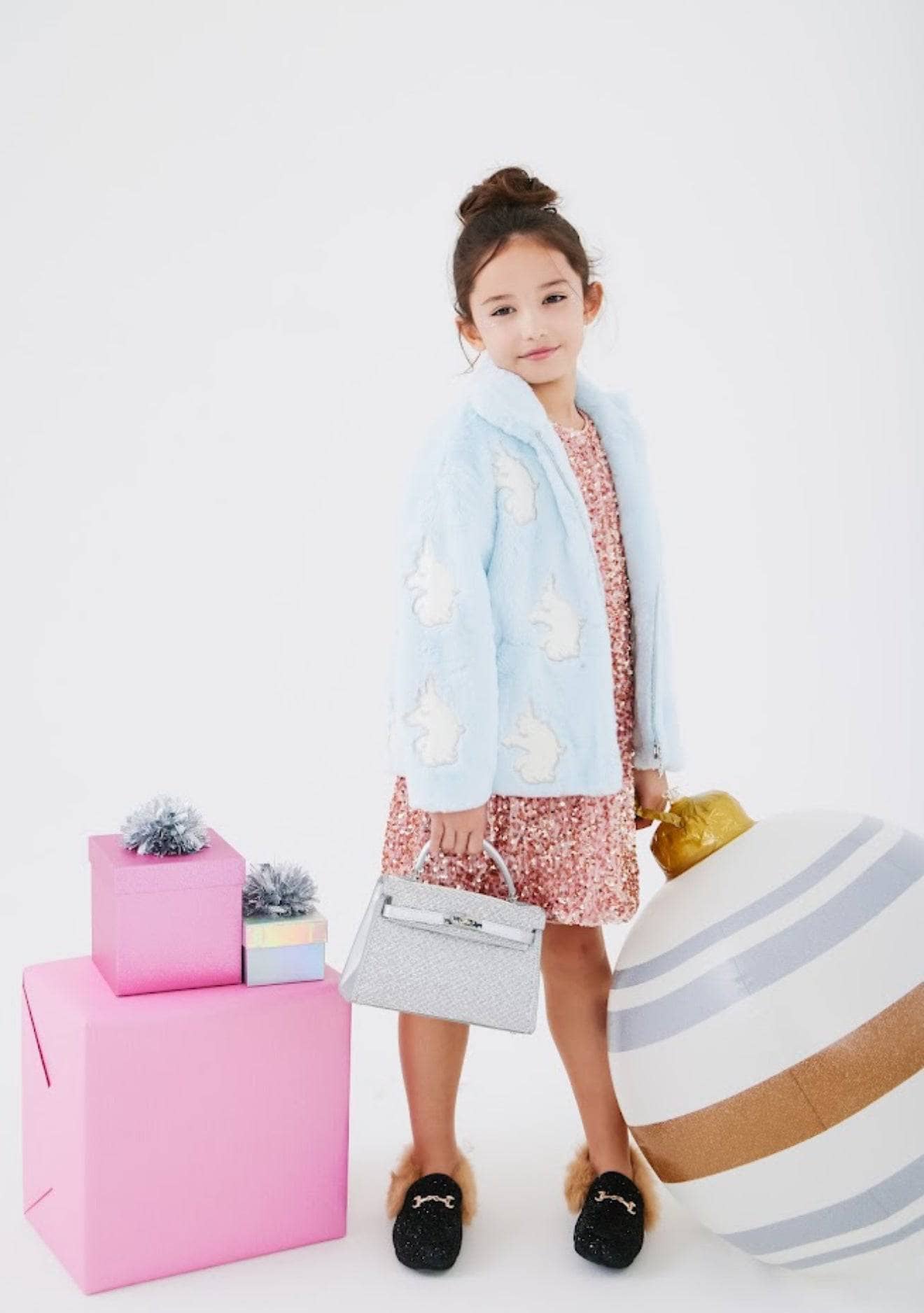 Lola + The Boys Sky Unicorn Faux Fur Coat