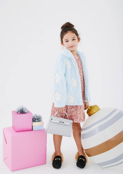 Lola + The Boys Sky Unicorn Faux Fur Coat