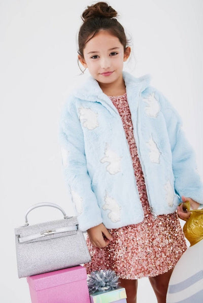 Lola + The Boys Sky Unicorn Faux Fur Coat