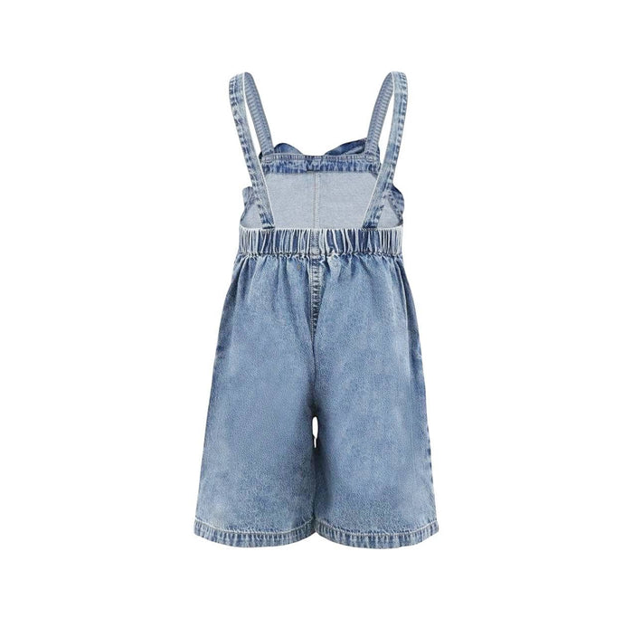 Lola + The Boys Sparkle Bow Denim Overalls