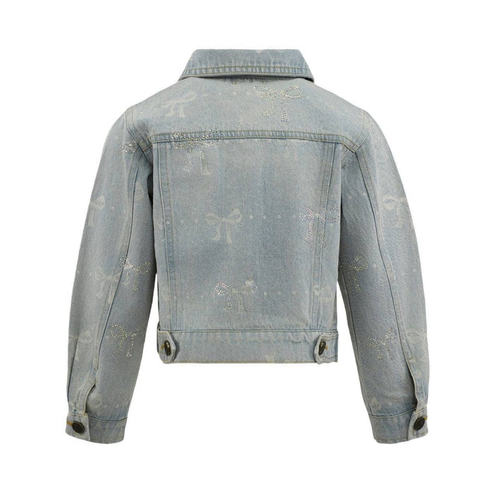 Lola + The Boys Sparkle Bows Denim Jacket