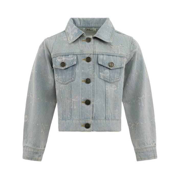Lola + The Boys Sparkle Bows Denim Jacket