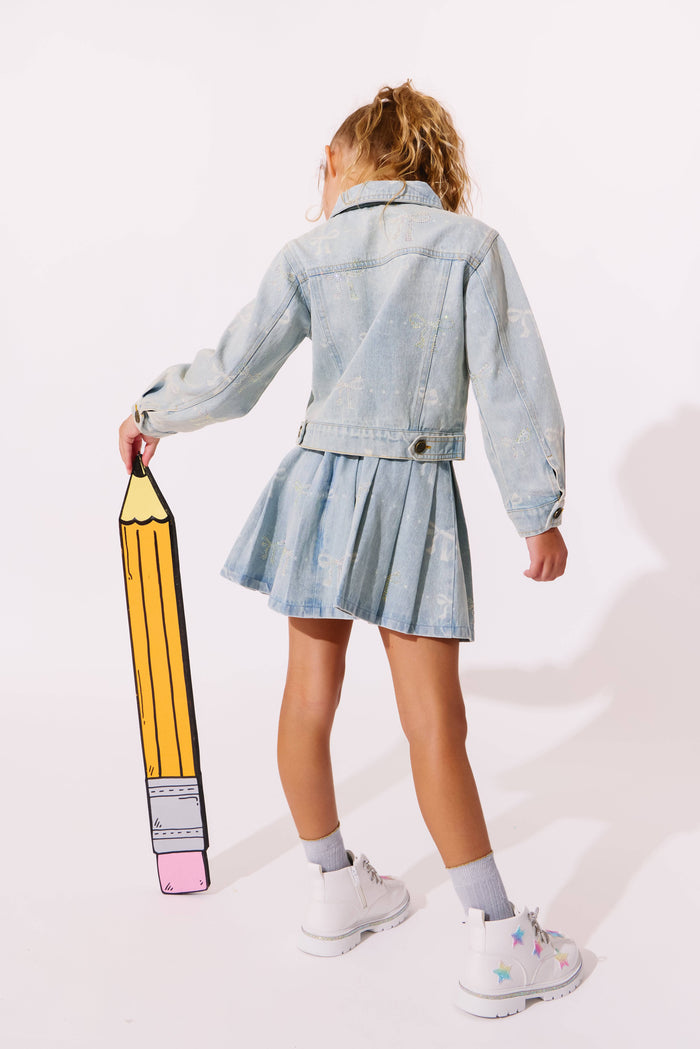 Lola + The Boys Sparkle Bows Denim Jacket