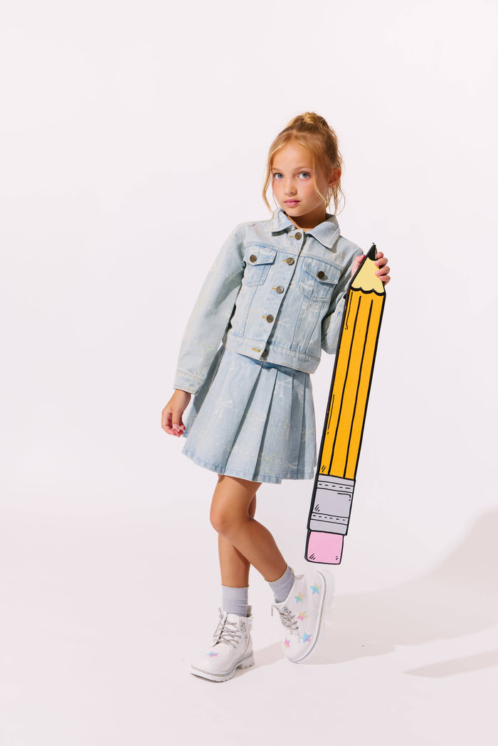 Lola + The Boys Sparkle Bows Denim Jacket