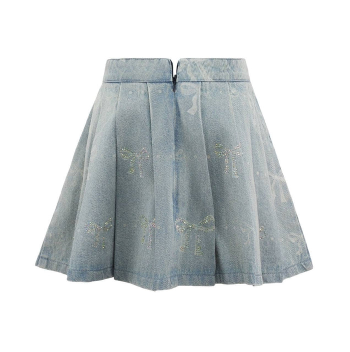 Lola + The Boys Sparkle Bows Denim Skirt