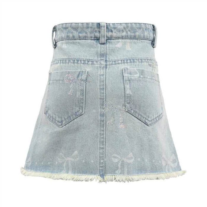 Lola + The Boys Sparkle Bows Denim Skirt