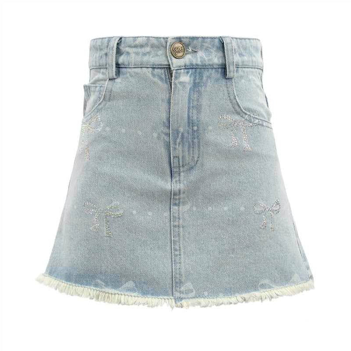 Lola + The Boys Sparkle Bows Denim Skirt