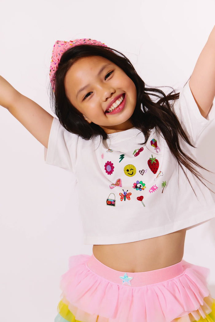 Lola + The Boys Sparkle Doodle Short T-shirt