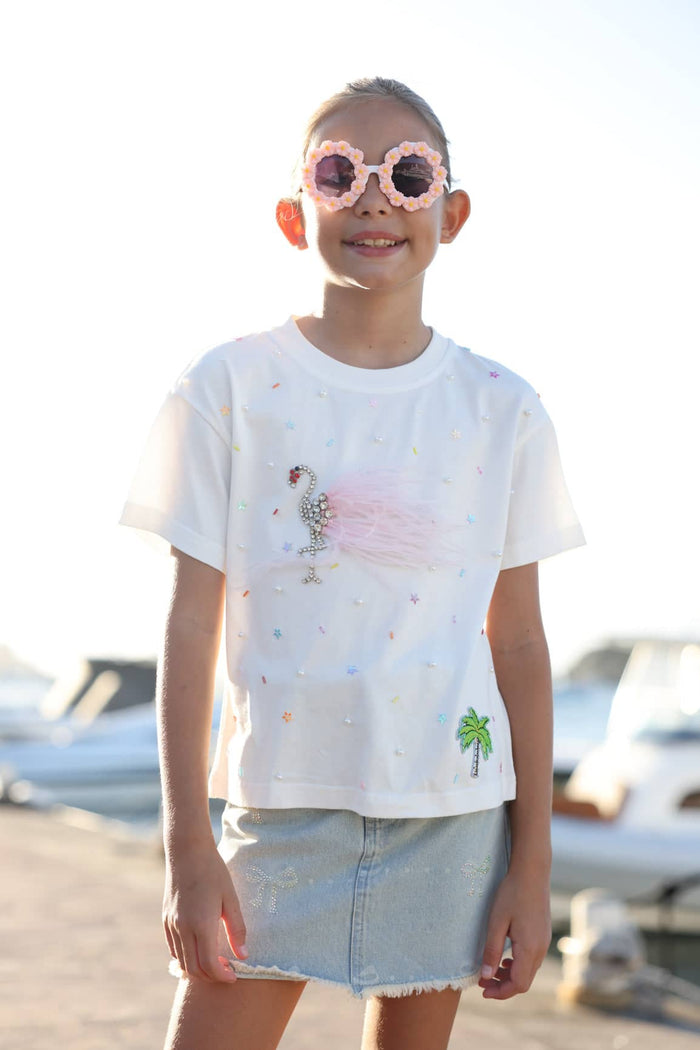Lola + The Boys Sparkle Flamingo T-shirt