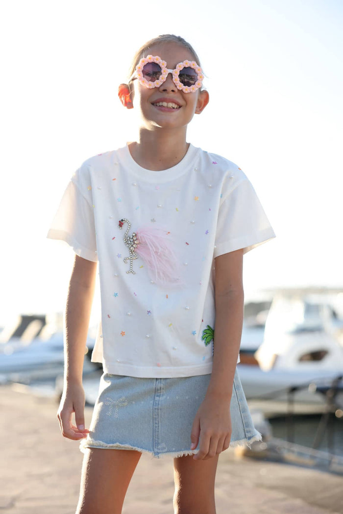 Lola + The Boys Sparkle Flamingo T-shirt