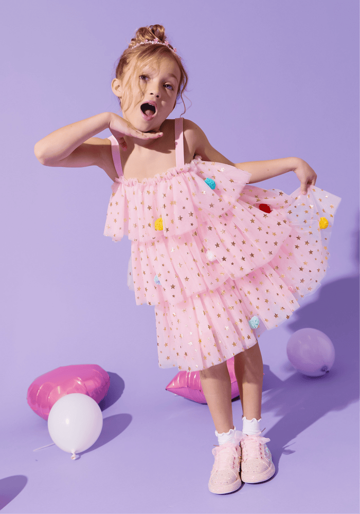 Lola + The Boys Stars Pom Pom Tulle Dress