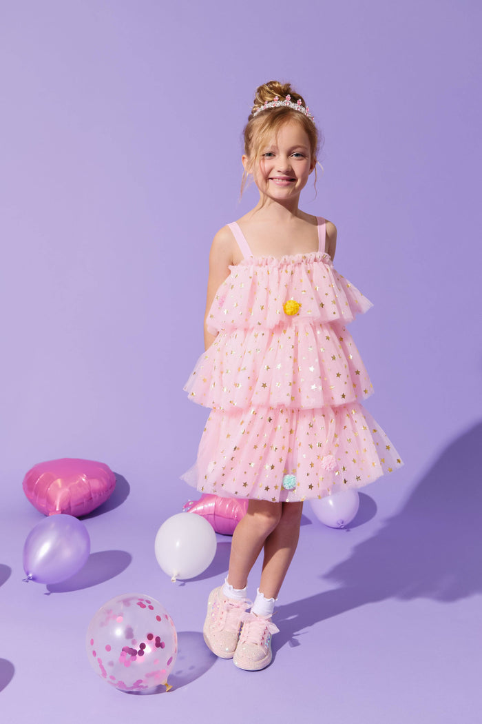 Lola + The Boys Stars Pom Pom Tulle Dress