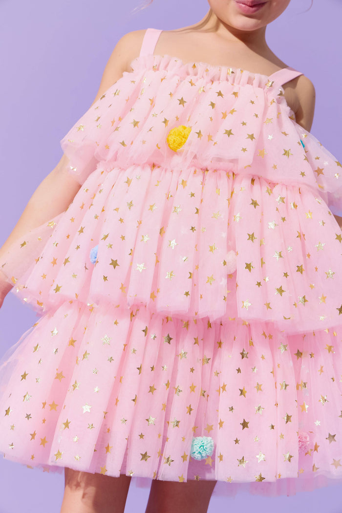 Lola + The Boys Stars Pom Pom Tulle Dress