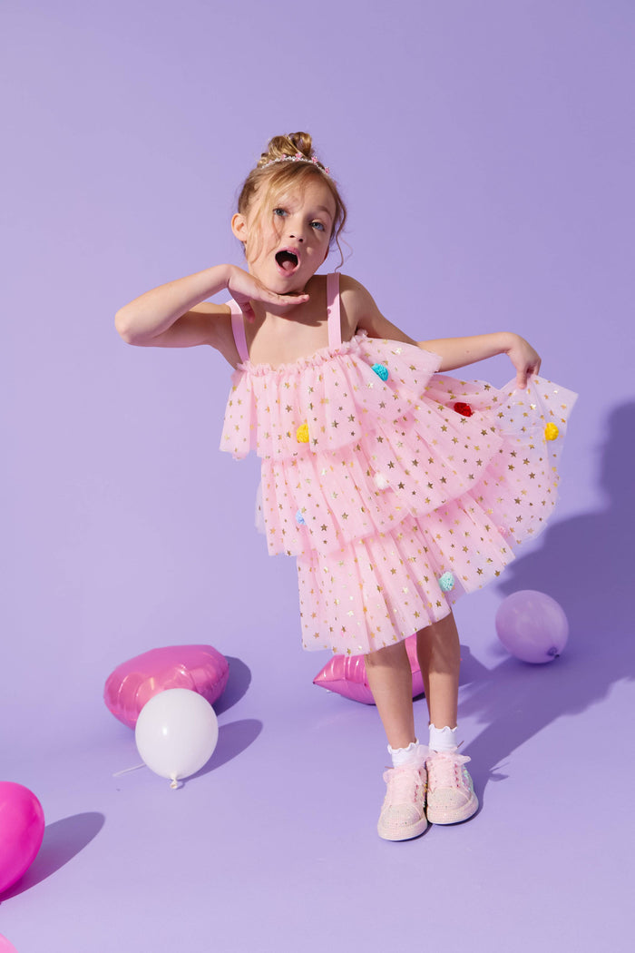 Lola + The Boys Stars Pom Pom Tulle Dress