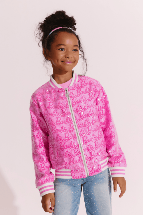 Lola + The Boys Sweaters & Sweatshirts Barbie™ Sequin Icon Bomber