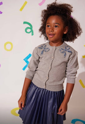 トップス ORIMI PINCHY CARDIGAN size:2 Blue Gems Bow Cardigan